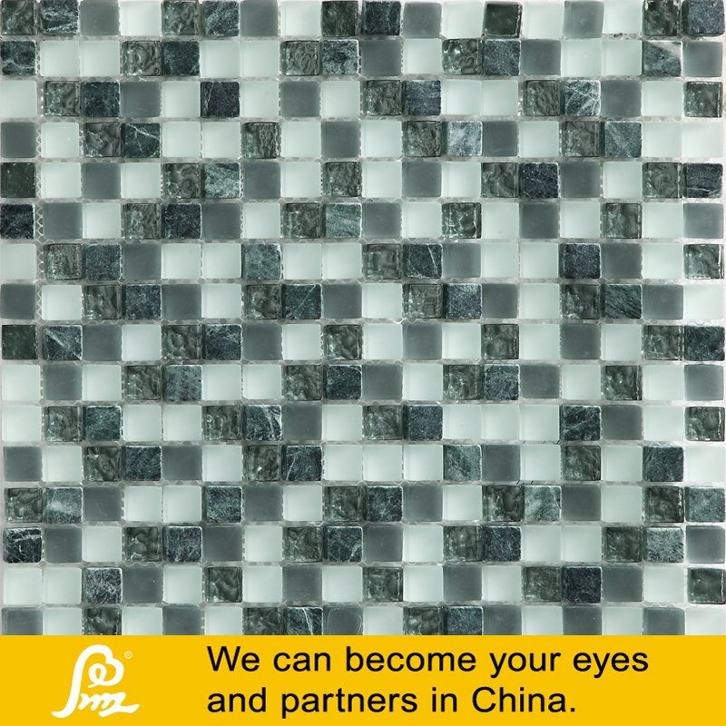 Crystal Glass Mosaic Mix with Stone (Ash Stone 03)