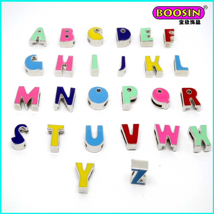 Wholesale 8mm Alloy Enamel Slide Charm for Bracelet