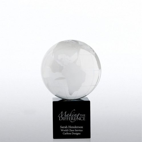 Globe Crystal Trophy with Black Base (#76524)