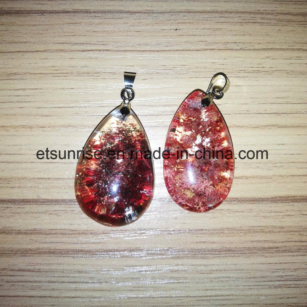 Semi Precious Stone Fashion Crystal Gemstone Red Phantom Bead Pendant