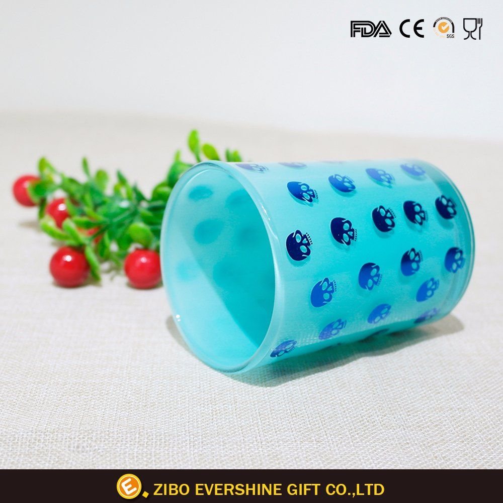 Unique Coloured Patterned Glass Tumbler with Lid