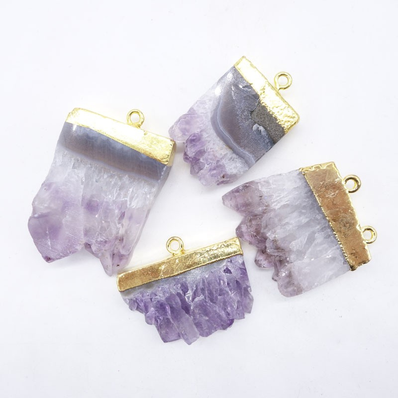Natural Semi Quality Irregular Amethyst Crystal Charms Suspension Pendants