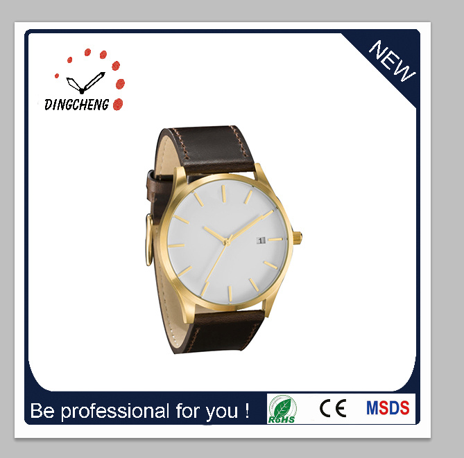 New Custom Matte Black Genuine Leather Watch Fashion Watches (DC-1388)