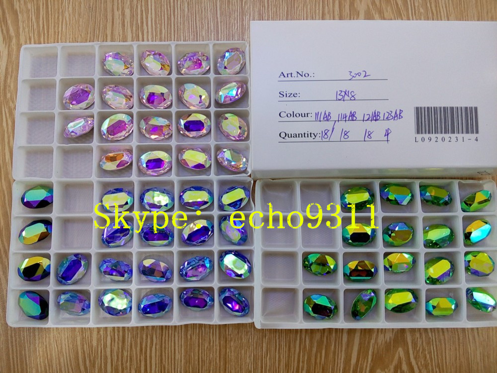 Rose Ab / Sapphire Ab Oval Crystal Stones Fancy Rhienstones