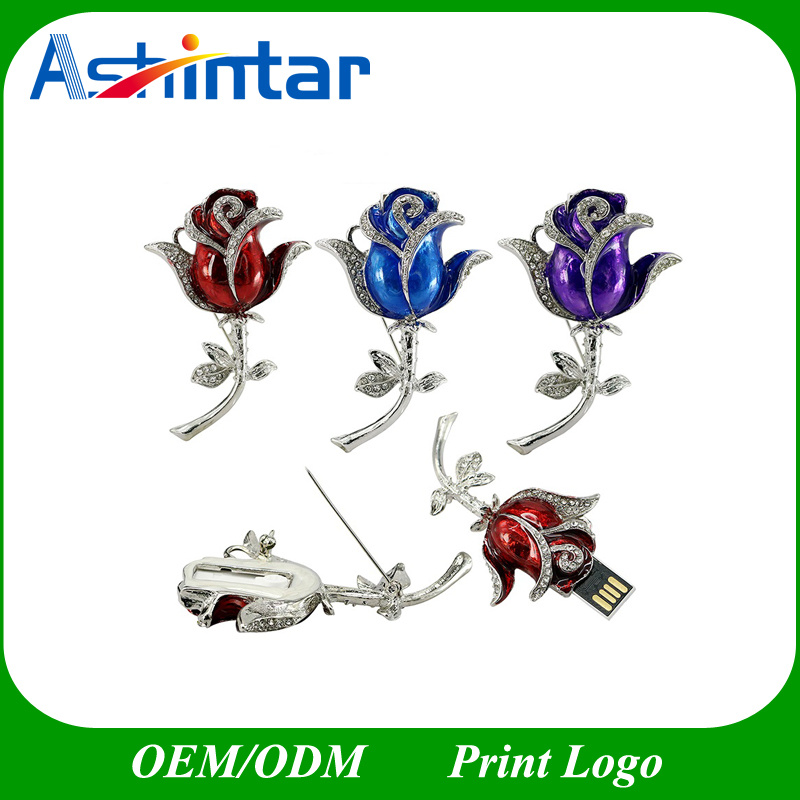 Cartoon Rose Crystal USB Flash Memory Jewelry USB Flash Drive
