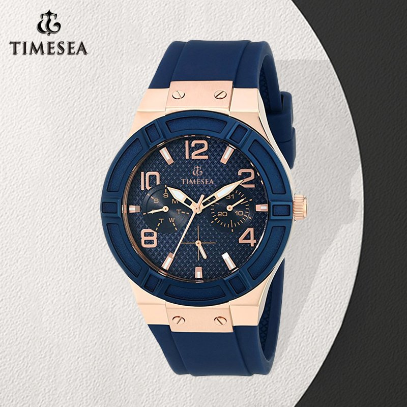 Women's Analog Quartz Watch Blue Multi-Function Silicone Strap Watch 71098