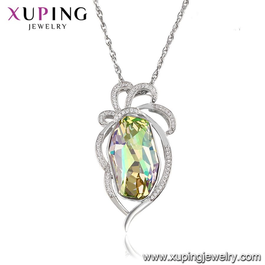 43139 Xuping Online Shopping Wholesale Latest Rhodium Color Crystals From Swarovski Necklace Designs for Christmas Gift