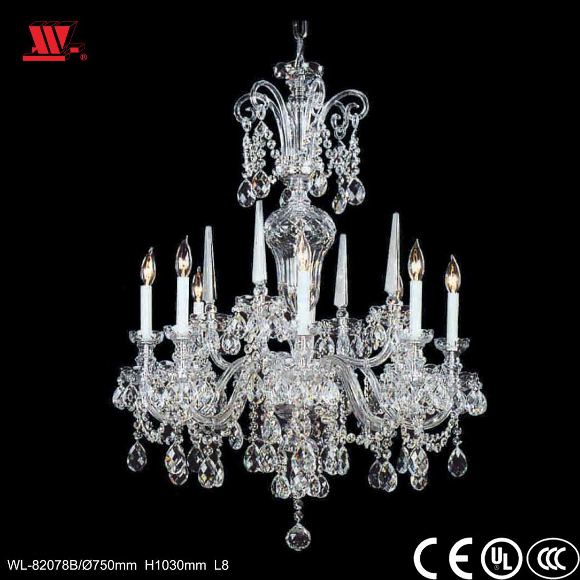Crystal Chandelier with Glass Arm Wl-82078b