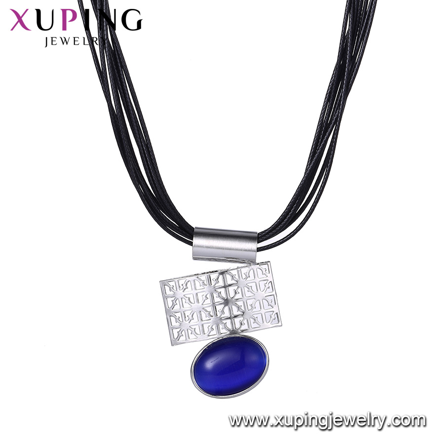 Necklace-00600 Xuping Fashion Women Rhodium Color Inlayed Stone Necklace