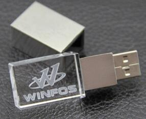 Promotion Gifts USB Crystal Pen Drive with Custom Logo LED Light USB Stick as Photography Gifts