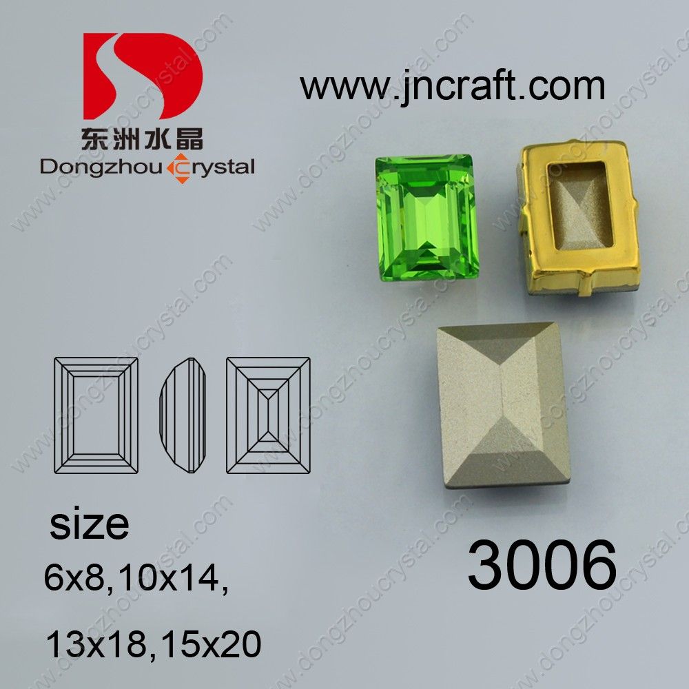 Glass Rectangle Diamond Pendant Stone (DZ-3006)