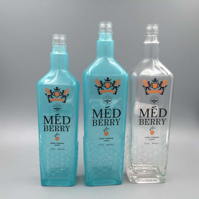 Unique Glass Wine Bottle, Vodka/Whiskey Bottle with Frosting