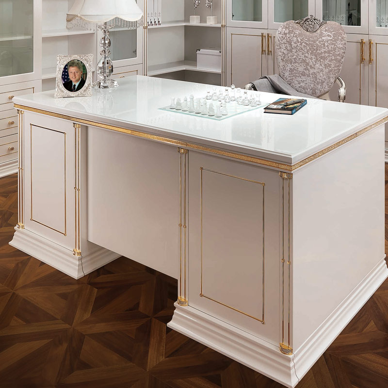 Oppein Modern White Gloss Lacquer Wood Office Executive Desk (ST11117)