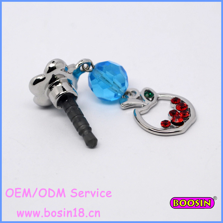 Apple Pendant Blue Crystal Dust Plug