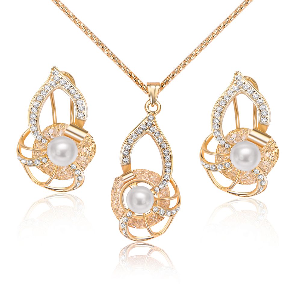 Birthday Gift Necklace China Alloy Pearl Jewelry Set