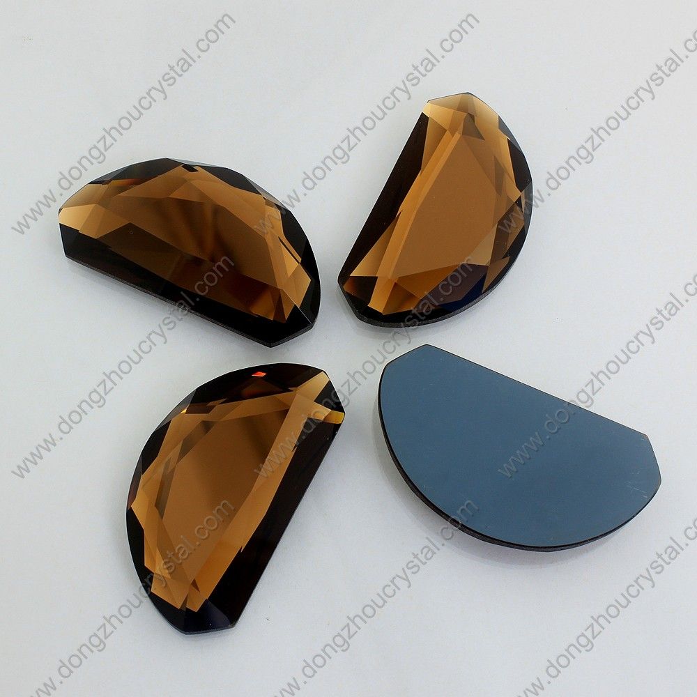 Brown Moon Shape Mirror Glass Flat Back Loose Jewelry Stones