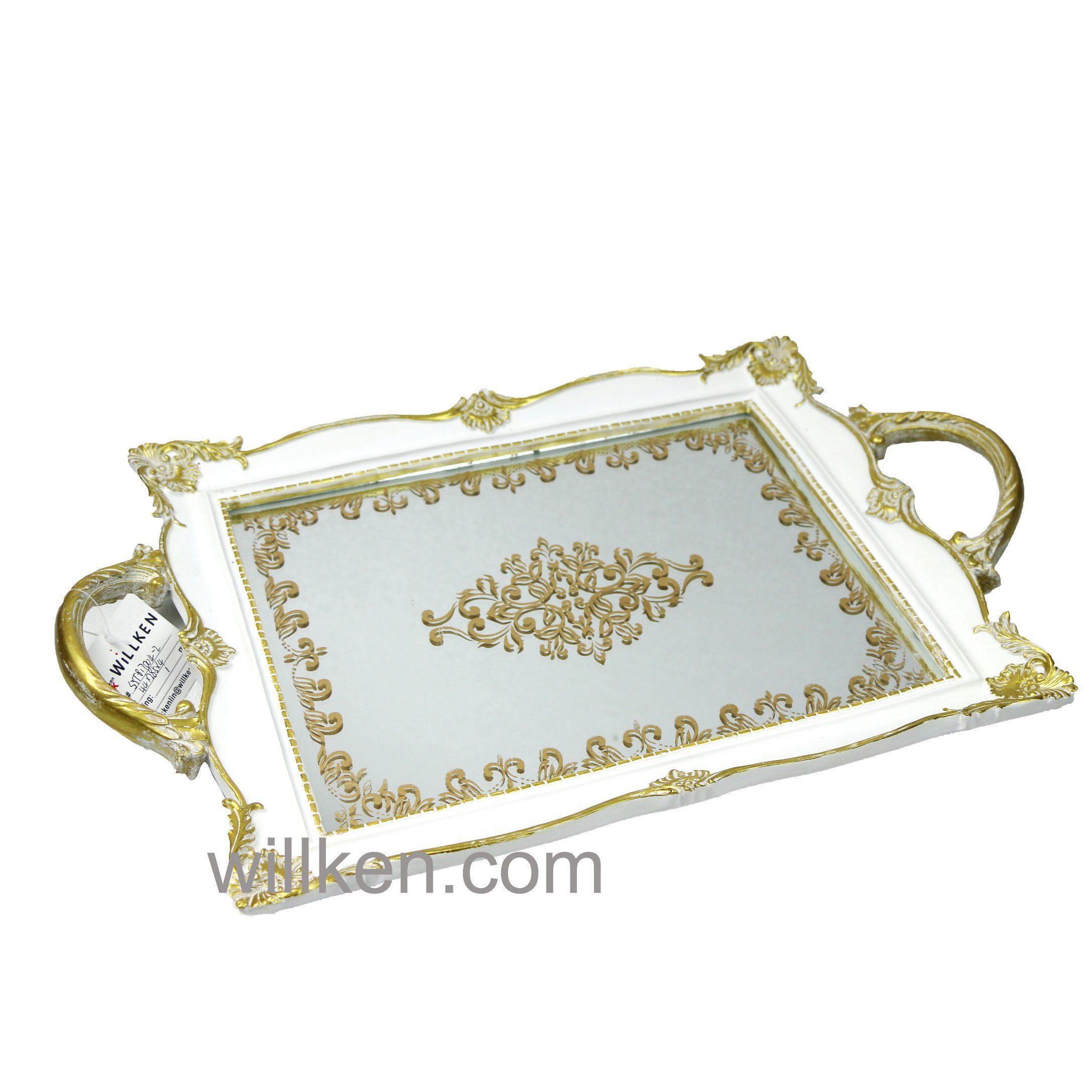 Vintage White Resin Mirror Vanity Tray for Sale