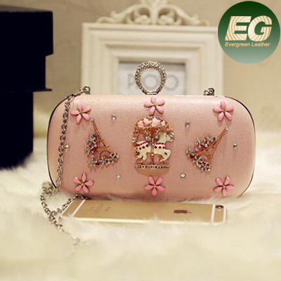Women Solid Color Evening Clutch Handbag with Accessories Eb802