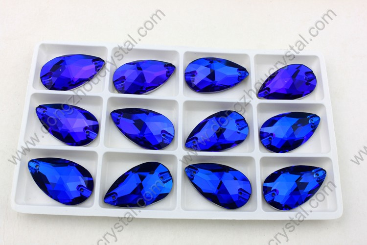 17*28mm 2 Holes Drop Crystal Glass Sew on Stones for Wedding Dress