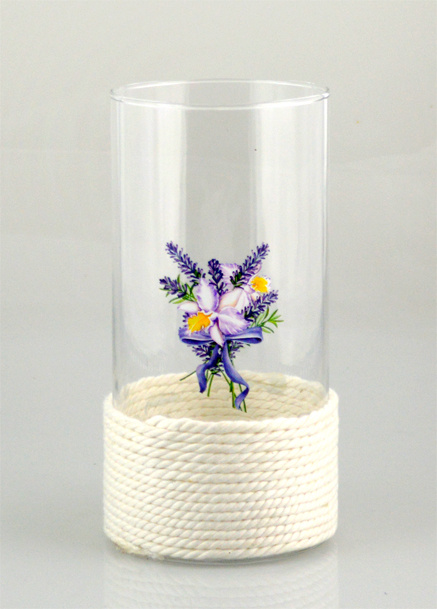 Glass Vase with Cotton Rope and Beautiful Printing
