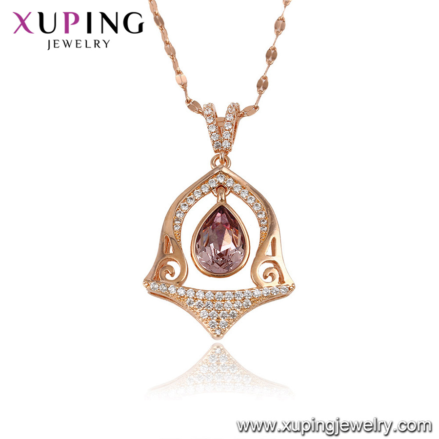 43233 Xuping Latest Elegant Fancy Crystals From Swarovski Gold Necklace Designs in 5 Grams