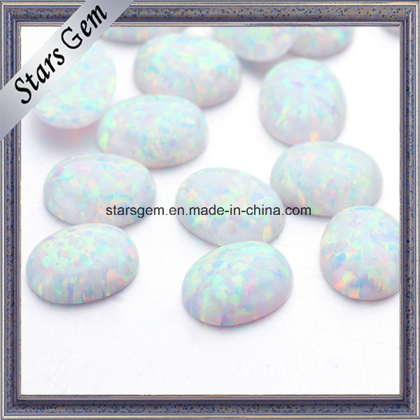 Oval Shape 8X10mm White Synthetic Opal Cabochon
