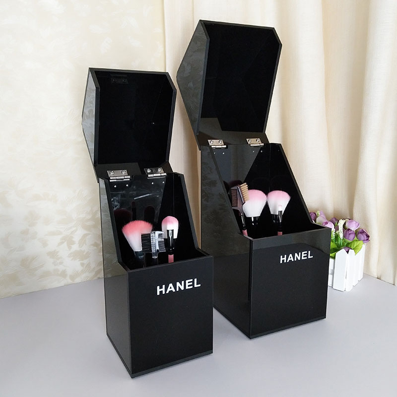 Dust -Proof Black Acrylic Cosmetic Makeup Brush Organizer