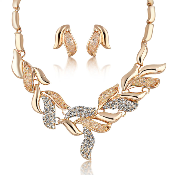2018 Fashion Wedding Crystal Gold 18K Plated Jewellery Set