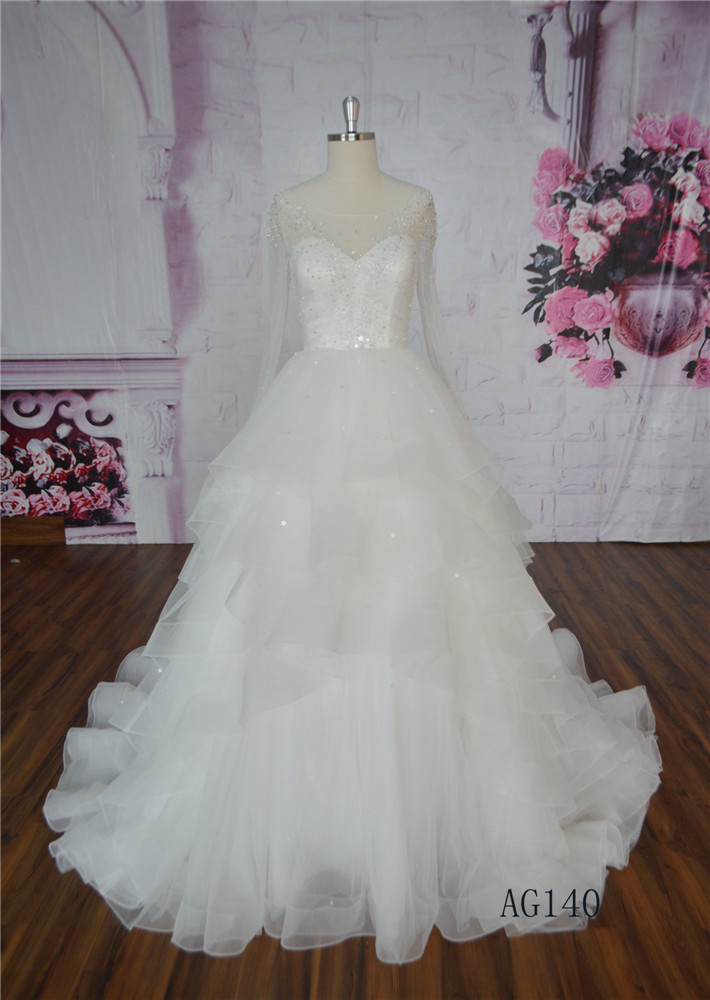 Sexy Backless Wedding Dress Ball Gown Long Sleeve Wedding Dress