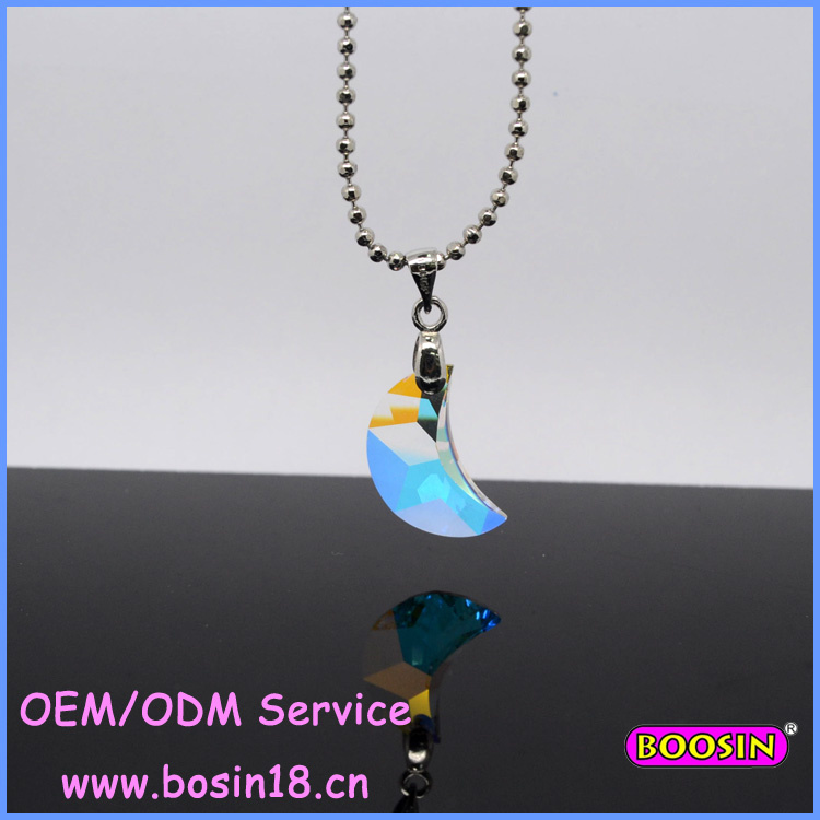 Blue Sea Color Moon Crystal Necklace 14856