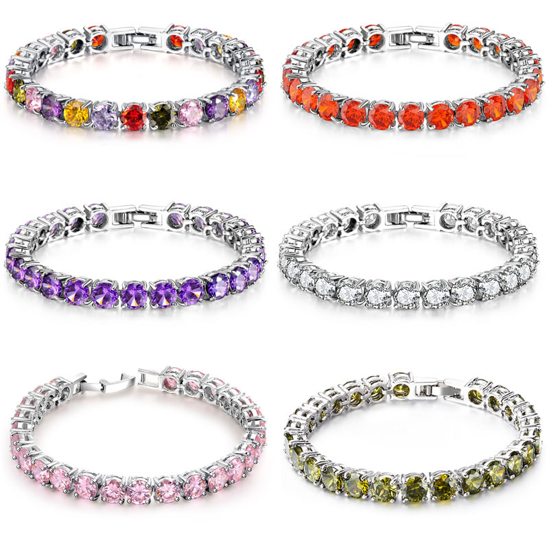 Bridal Jewelry Copper White Gold Plated CZ Tennis Bracelets