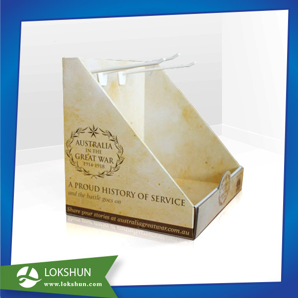 Cardboard PDQ Paper Counter Display Boxes with Hook