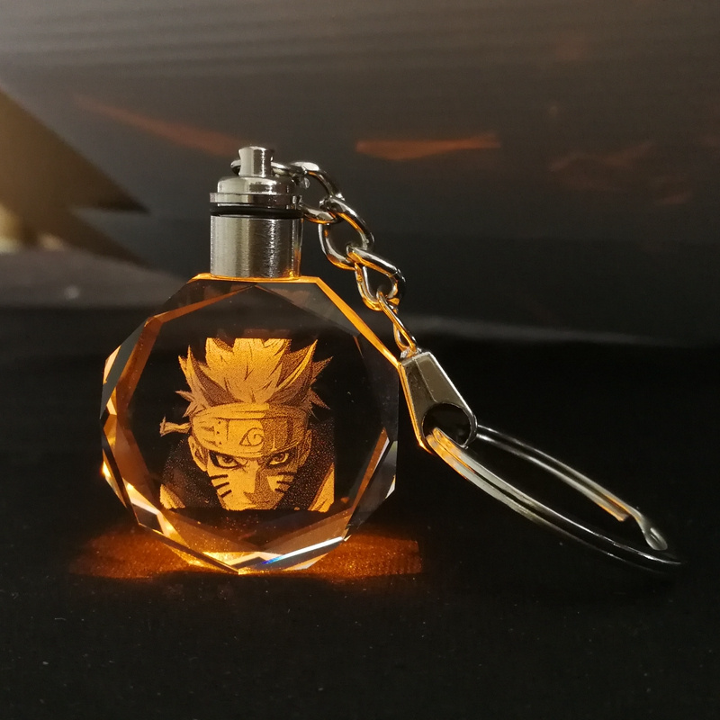 3D Laser Engraving Logo Crystal Keychain with LED Light