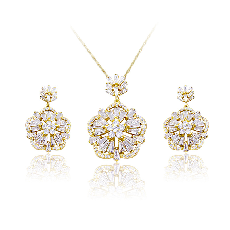 Cubic Zirconia 18k Gold Plated Conjunto De Joyas Jewelry Set