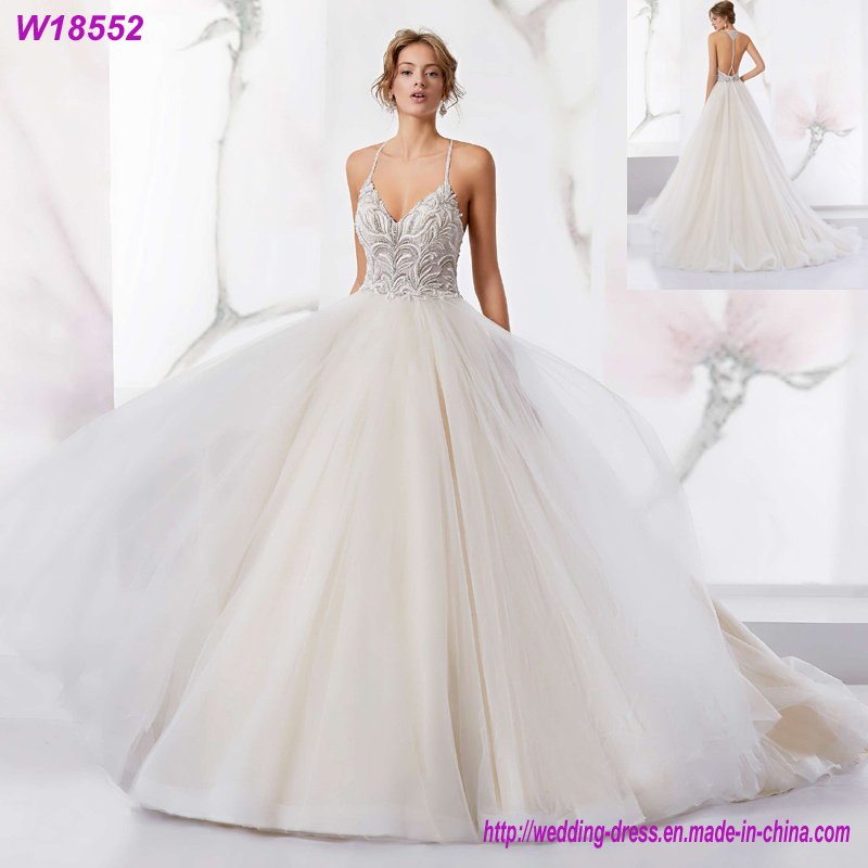 High Quality Ball Gown Crystal Western Wedding Dresses W18552