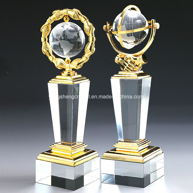 Crystal Award Trophy with Top Global Ball on