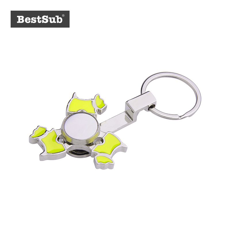 2D Blank Sublimation Fidget Spinners Fidget Spinner Keyring Custom Gift (Dog, Green)