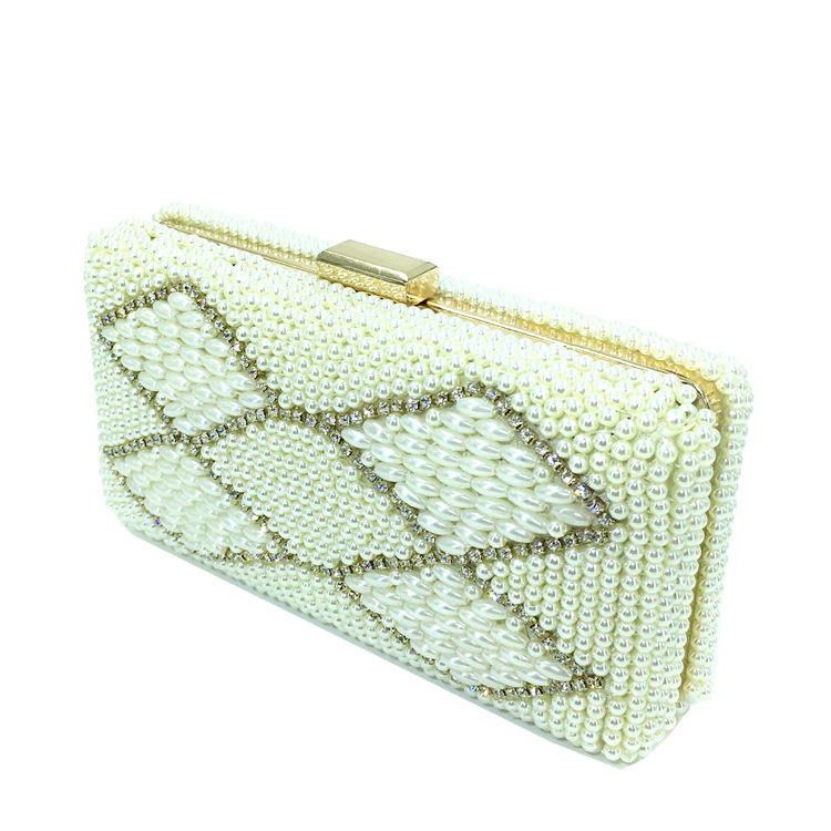 Luxury Jewelry Pearl Diamond Bead Evening Bag Clutch Bag for Lady