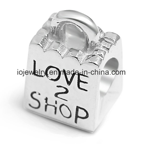Wholesale Silver Stainless Steel Custom Engraved Metal Logo Beads
