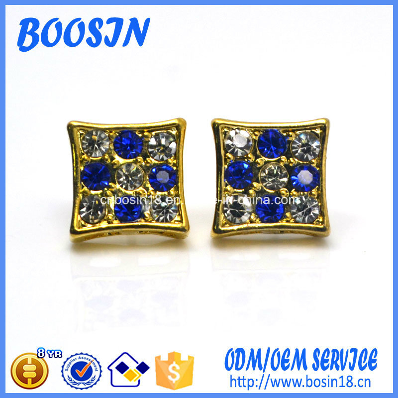 Custom Girls' Golden Crystal Stud Earrings for Wholesale