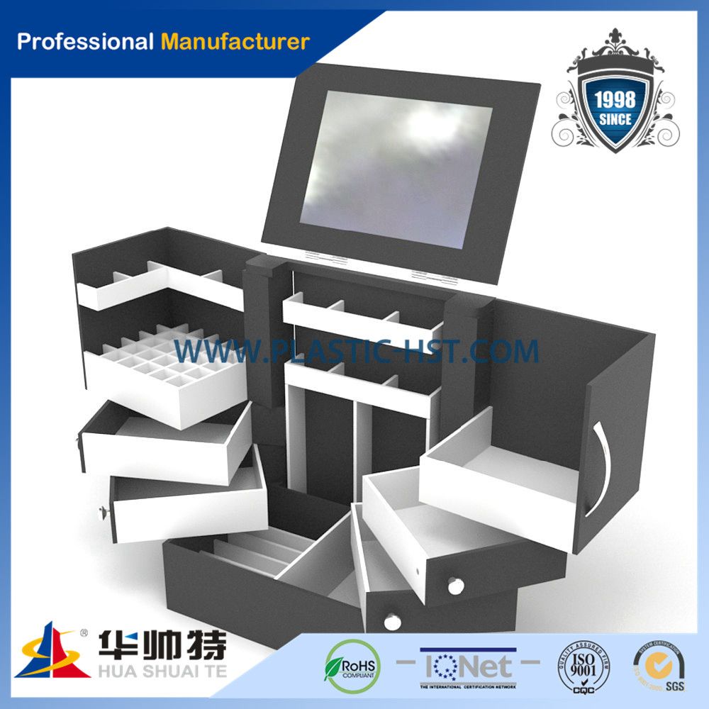 Black Acrylic Display Box with Peg Hooks, Acrylic Makeup Display, Acrylic Stand