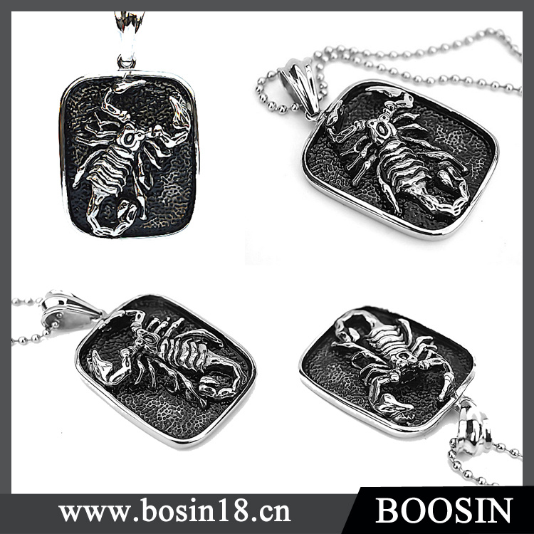 Fashion Animal Embossed Scorpion Metal Pendant Necklace for Men