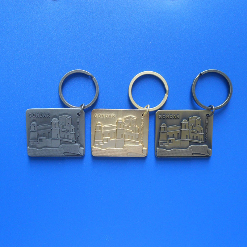 Gondar Ethiopia Building Design Metal Keychain 3D Personalized Keyring