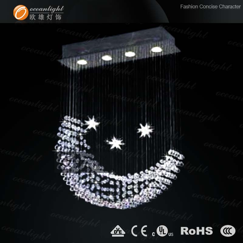 Popular Moon Shape Modern K9 Crystal Pendant Chandelier Lamp (Om9218)
