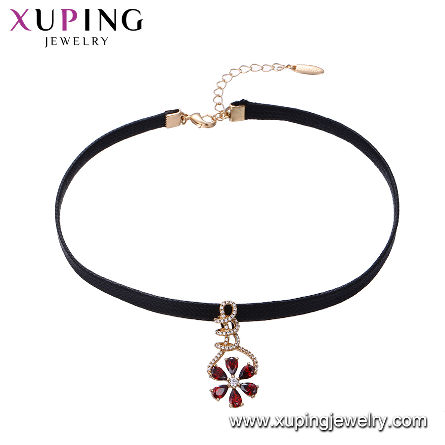 44427 Fashion Platinum Eye Tear Design Diamond Leaf Shaped Jewelry Necklace