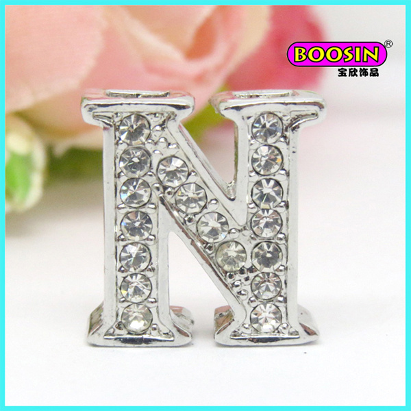 Manufacture Wholesale Bracelet Slide Crystal Letter Charm