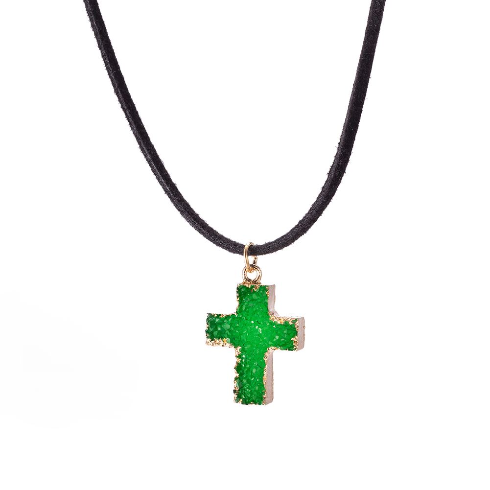 Fashion Crystal Glass Cross Pendant Women Necklace Cross Pendant Necklace