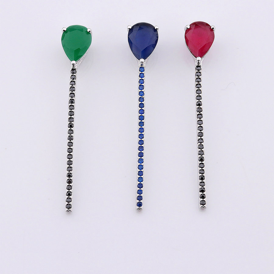 Needle Shape Quality Crystal White Gold Plated Necklace Jewellery