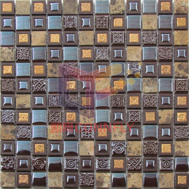 Ceramic Mix Glass with Plastic Frame and Marble Mosaic (CSR092)