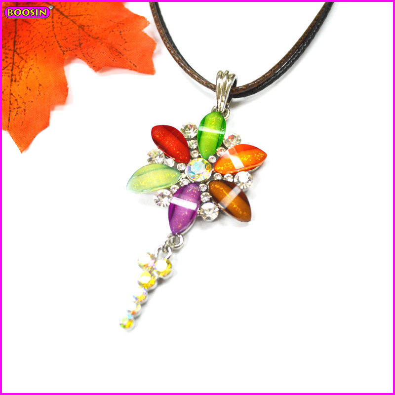 Vintage Bohemian Crystal Bulk Leather Metal Handmade Pendant Necklace (14314)